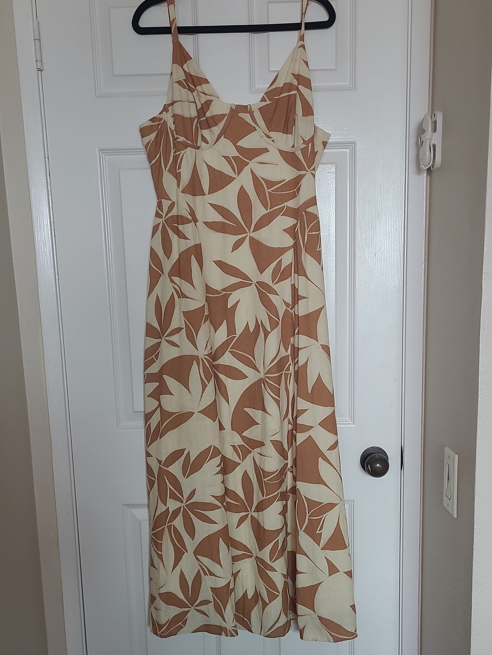Lulu's Cream and Tan Floral Maxi Slip Dress